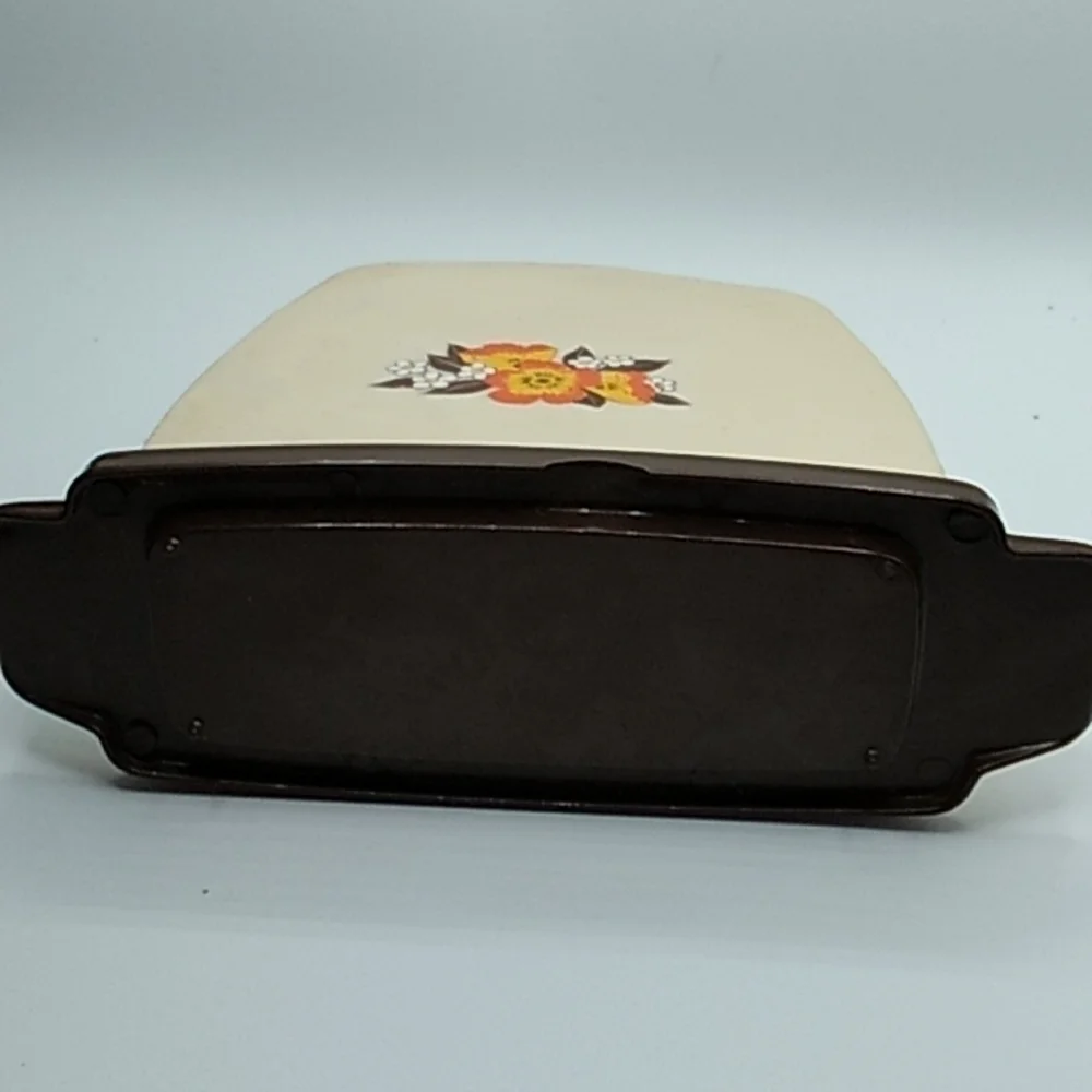 Vintage farmhouse orange brown napkin holder melamine plastic